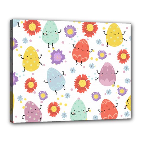 Easter Seamless Pattern With Cute Eggs Flowers Canvas 20  X 16  (stretched)