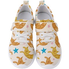 Cute Cats Seamless Pattern With Stars Funny Drawing Kittens Men s Velcro Strap Shoes by Jancukart