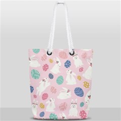 Cute Bunnies Easter Eggs Seamless Pattern Full Print Rope Handle Tote (small) by Jancukart