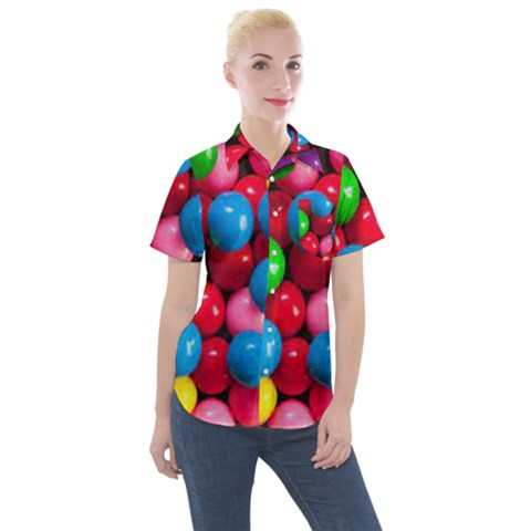 Bubble Gum Women s Short Sleeve Pocket Shirt by artworkshop