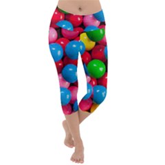 Bubble Gum Lightweight Velour Capri Yoga Leggings by artworkshop