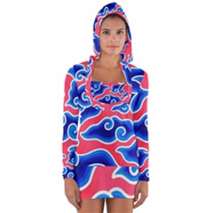 Batik Megamendung Long Sleeve Hooded T-shirt by artworkshop