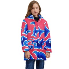 Batik Megamendung Kid s Hooded Longline Puffer Jacket by artworkshop