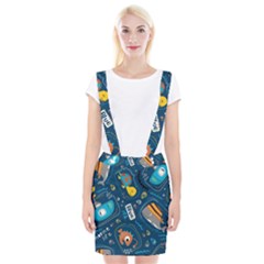 Seamless-pattern-vector-submarine-with-sea-animals-cartoon Braces Suspender Skirt by Jancukart