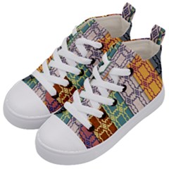 Grungy Vintage Patterns Kids  Mid-top Canvas Sneakers by artworkshop