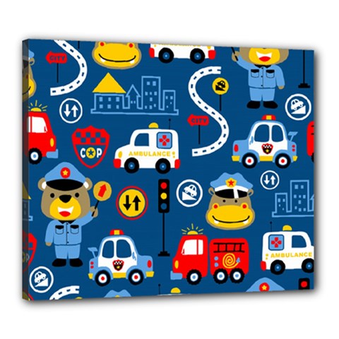 Seamless-pattern-vector-rescue-team-cartoon Canvas 24  X 20  (stretched)