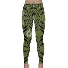 Folk Flowers Print Floral Pattern Ethnic Art Classic Yoga Leggings by Eskimos