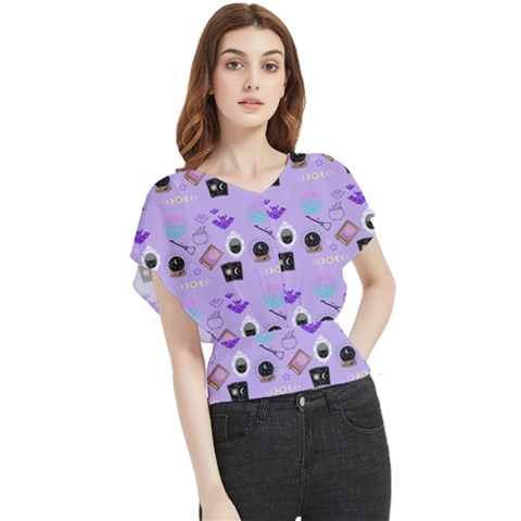 Pale Purple Goth Butterfly Chiffon Blouse by NerdySparkleGoth