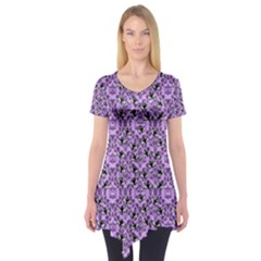 Purple Bats Short Sleeve Tunic  by NerdySparkleGoth
