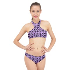 Purple Cat High Neck Bikini Set by NerdySparkleGoth