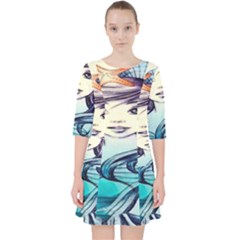 Beautifull Ariel Little Mermaid  Painting Quarter Sleeve Pocket Dress by artworkshop