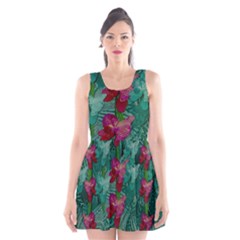 Rare Excotic Forest Of Wild Orchids Vines Blooming In The Calm Scoop Neck Skater Dress by pepitasart