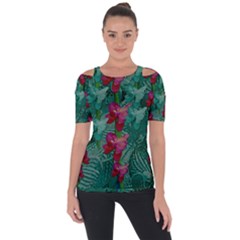 Rare Excotic Forest Of Wild Orchids Vines Blooming In The Calm Shoulder Cut Out Short Sleeve Top by pepitasart