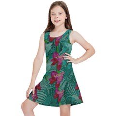 Rare Excotic Forest Of Wild Orchids Vines Blooming In The Calm Kids  Lightweight Sleeveless Dress by pepitasart