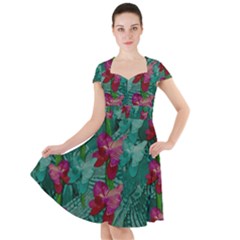 Rare Excotic Forest Of Wild Orchids Vines Blooming In The Calm Cap Sleeve Midi Dress by pepitasart