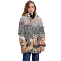 Beauty And The Beast Castle Kid s Hooded Longline Puffer Jacket by artworkshop