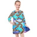 Browning Deer Glitter Galaxy Kids  Quarter Sleeve Shirt Dress View1
