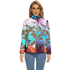 Browning Deer Glitter Galaxy Women s Puffer Bubble Jacket Coat by artworkshop