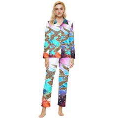 Browning Deer Glitter Galaxy Womens  Long Sleeve Velvet Pocket Pajamas Set by artworkshop