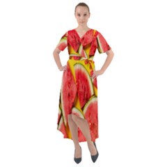 Watermelon Front Wrap High Low Dress by artworkshop