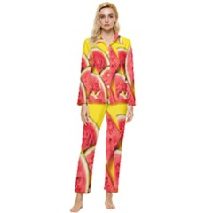 Watermelon Womens  Long Sleeve Velvet Pocket Pajamas Set by artworkshop