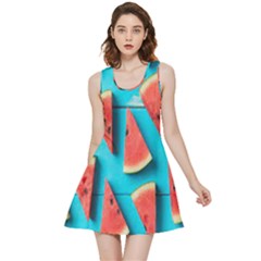 Watermelon Blue Background Inside Out Reversible Sleeveless Dress by artworkshop