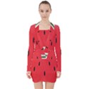 Watermelon Pillow Fluffy V-neck Bodycon Long Sleeve Dress View1