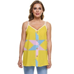 Geometry Casual Spaghetti Strap Chiffon Top by Sparkle