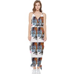 Modern Art Sleeveless Tie Ankle Chiffon Jumpsuit by Sparkle