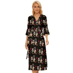 Cat Pattern Midsummer Wrap Dress by Sparkle