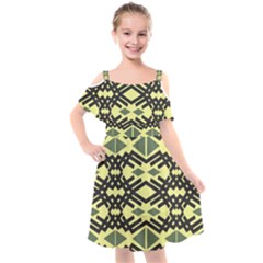 Abstract Pattern Geometric Backgrounds Kids  Cut Out Shoulders Chiffon Dress by Eskimos