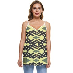 Abstract Pattern Geometric Backgrounds Casual Spaghetti Strap Chiffon Top by Eskimos