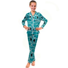 Abstract Pattern Geometric Backgrounds  Kid s Satin Long Sleeve Pajamas Set by Eskimos