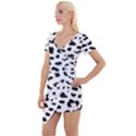 Black and white Leopard dots Jaguar Short Sleeve Asymmetric Mini Dress View1