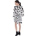 Black and white Leopard dots Jaguar V-Neck Flare Sleeve Mini Dress View2