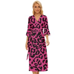 Leopard Print Jaguar Dots Pink Neon Midsummer Wrap Dress by ConteMonfrey