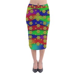 Blooming Stars On The Rainbow So Rare Velvet Midi Pencil Skirt by pepitasart