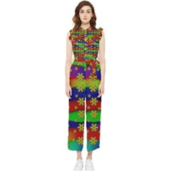 Blooming Stars On The Rainbow So Rare Women s Frill Top Chiffon Jumpsuit by pepitasart