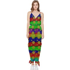 Blooming Stars On The Rainbow So Rare Sleeveless Tie Ankle Chiffon Jumpsuit by pepitasart