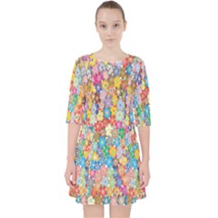 Floral Flowers Quarter Sleeve Pocket Dress by artworkshop