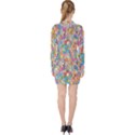 Floral Flowers V-neck Bodycon Long Sleeve Dress View2