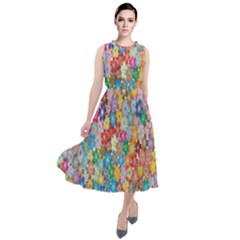 Floral Flowers Round Neck Boho Dress by artworkshop