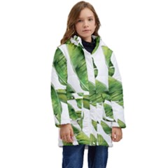 Sheets Tropical Plant Palm Summer Exotic Kid s Hooded Longline Puffer Jacket by artworkshop