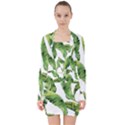 Sheets Tropical Plant Palm Summer Exotic V-neck Bodycon Long Sleeve Dress View1