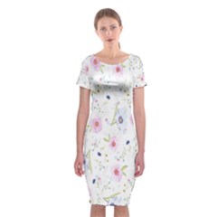 Pattern Flowers Classic Short Sleeve Midi Dress by artworkshop