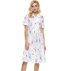 Pattern Flowers Button Top Knee Length Dress by artworkshop