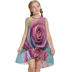 Rose Flower Love Romance Beautiful Kids  Frill Swing Dress by artworkshop