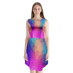 Triangles Polygon Color Sleeveless Chiffon Dress   by artworkshop