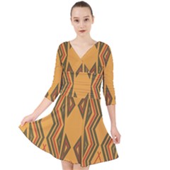 Abstract Pattern Geometric Backgrounds  Quarter Sleeve Front Wrap Dress by Eskimos