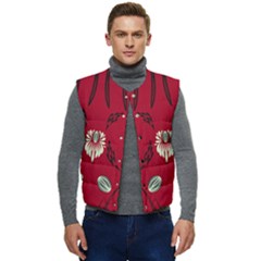 Folk Flowers Print Floral Pattern Ethnic Art Men s Short Button Up Puffer Vest	 by Eskimos